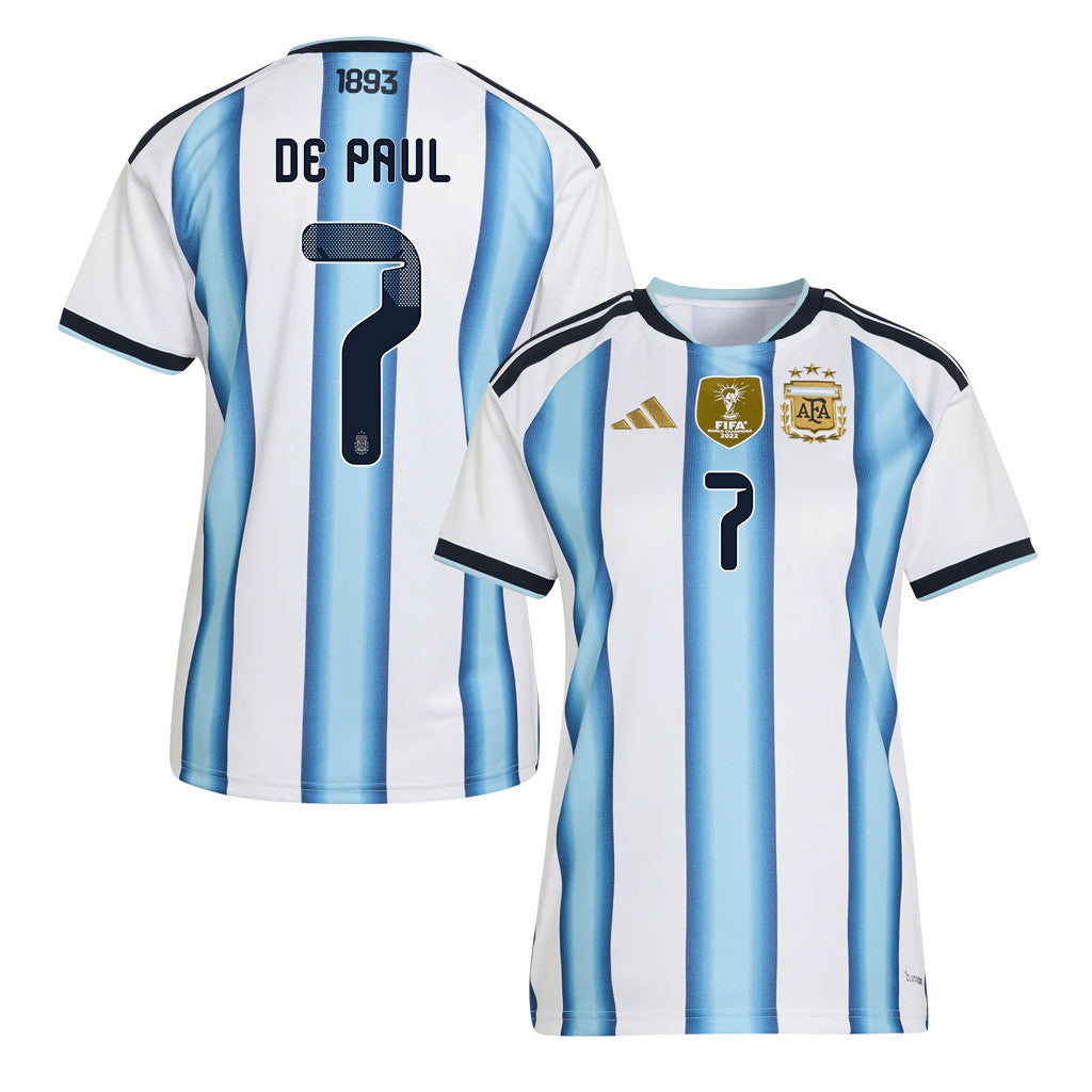 Rodrigo De Paul 7 Women's Argentina National Team 2026 Home Jersey - White