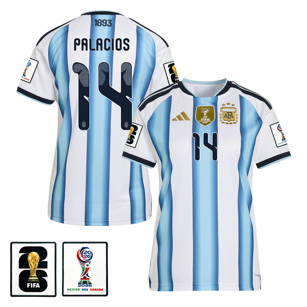 Exequiel Palacios 14 Women's Argentina National Team 2026 Home Jersey - White