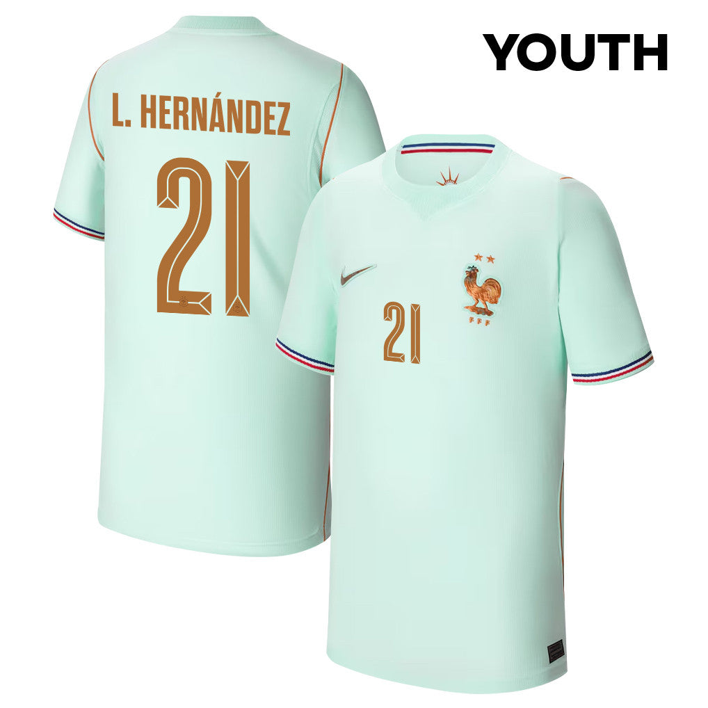 Lucas Hernández 21 Youth France National Team 2026 Away Jersey - Green