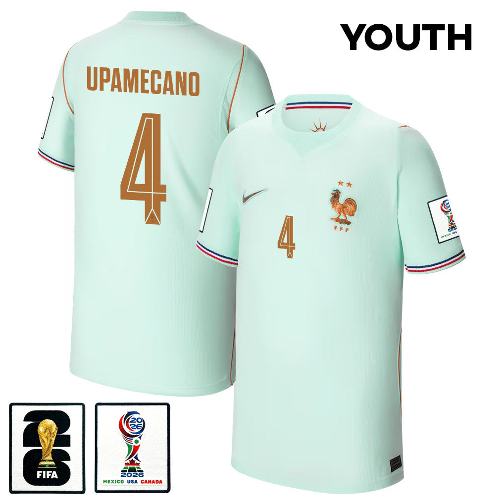 Dayot Upamecano 4 Youth France National Team 2026 Away Jersey - Green