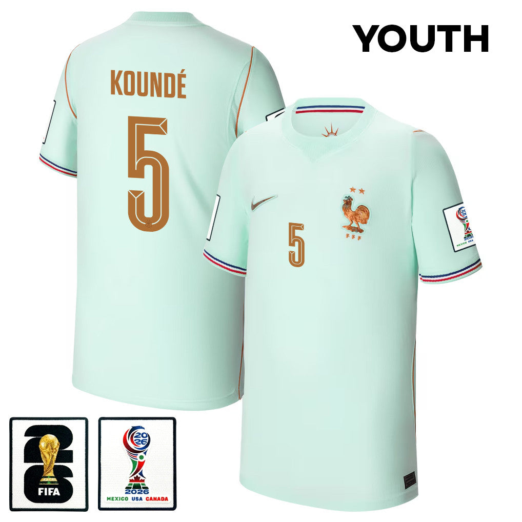 Jules Koundé 5 Youth France National Team 2026 Away Jersey - Green