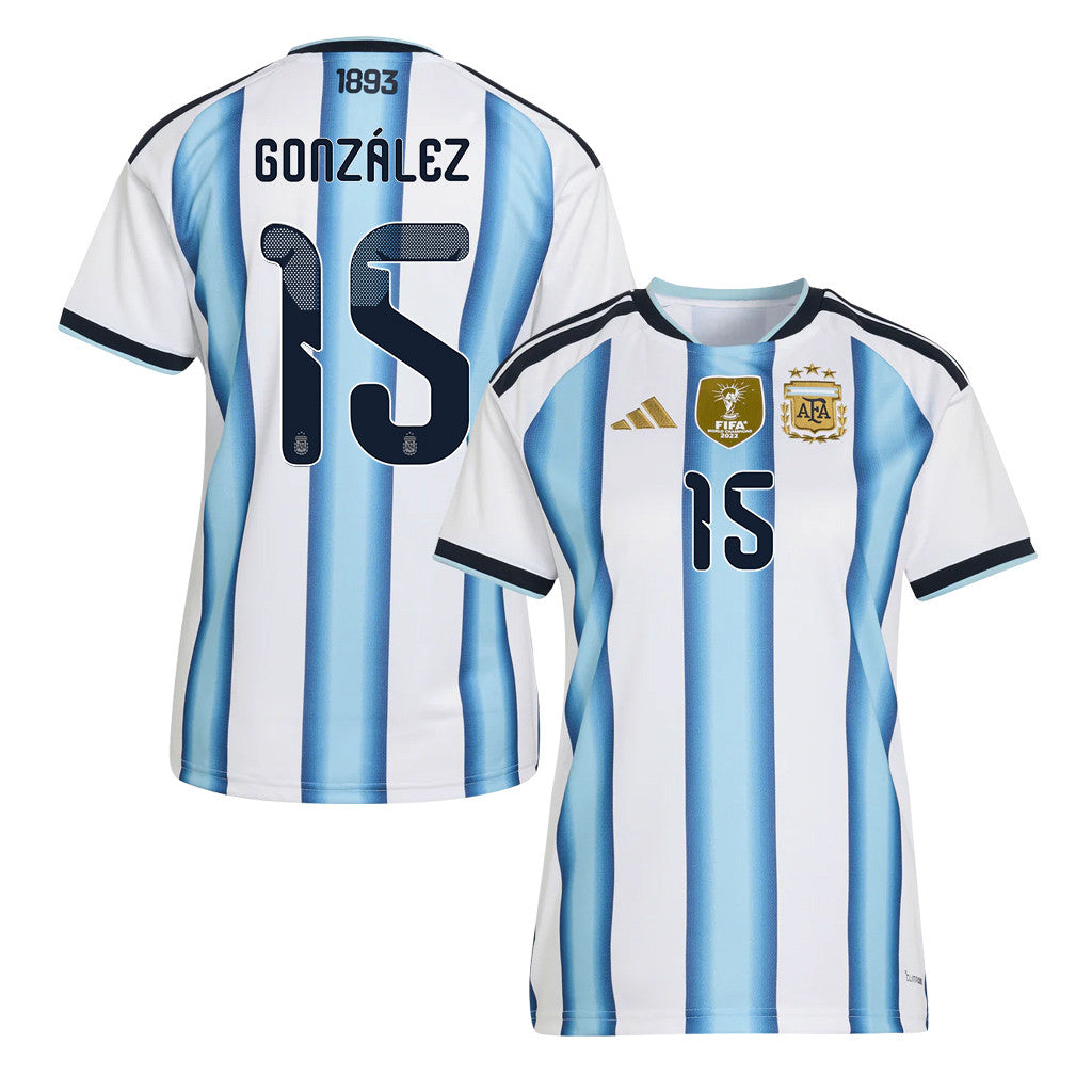 Nicolás González 15 Women's Argentina National Team 2026 Home Jersey - White
