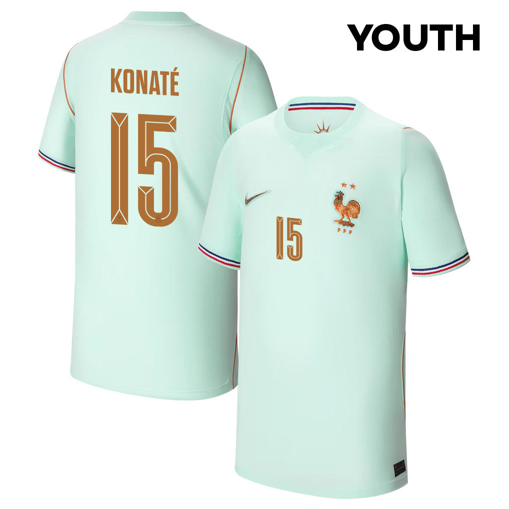Ibrahima Konaté 15 Youth France National Team 2026 Away Jersey - Green