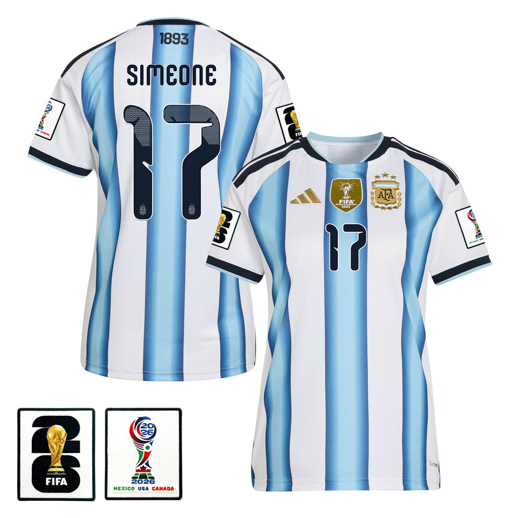 Giuliano Simeone 17 Women's Argentina National Team 2026 Home Jersey - White
