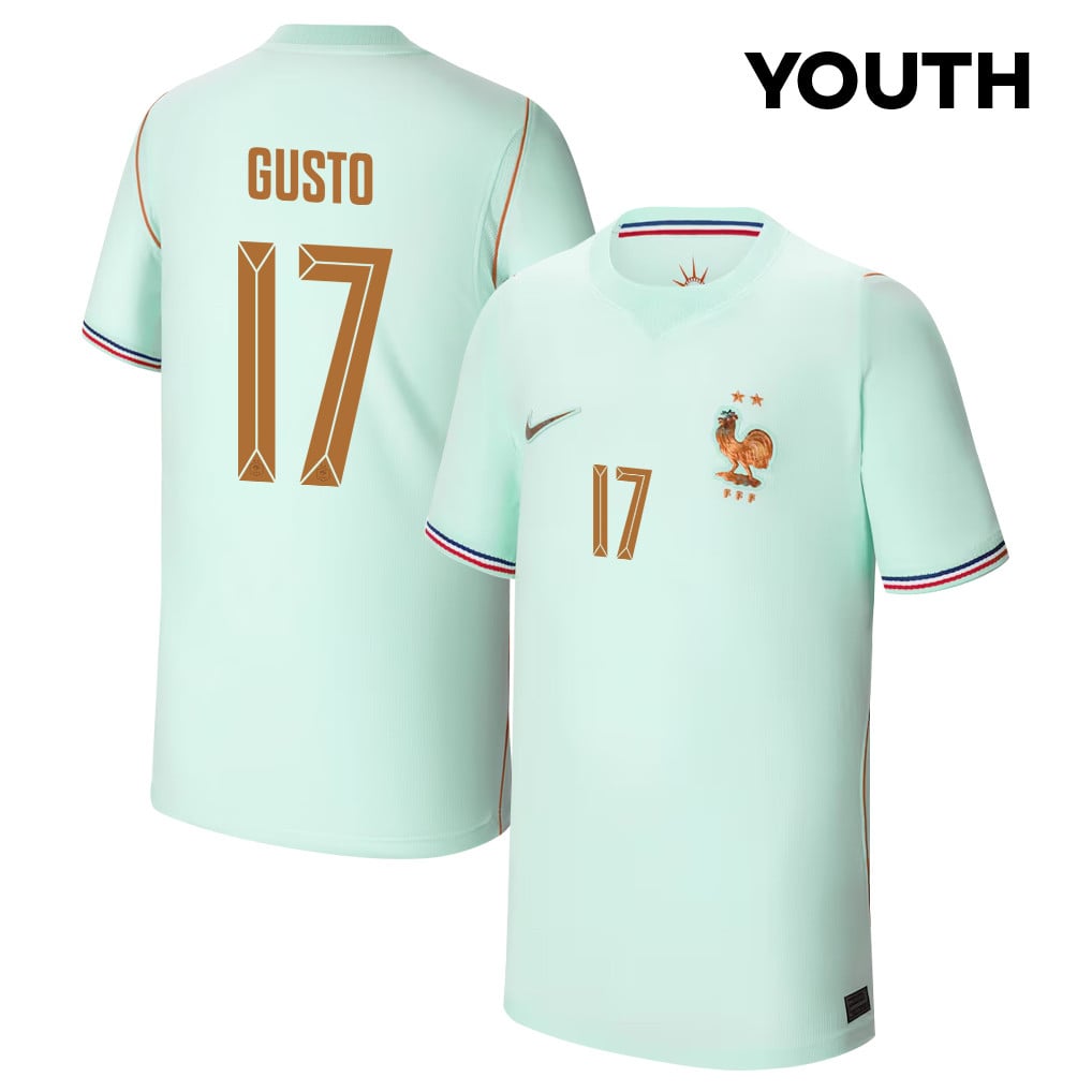 Malo Gusto 17 Youth France National Team 2026 Away Jersey - Green