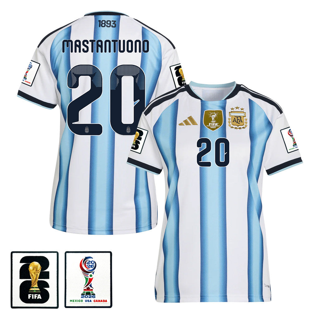 Franco Mastantuono 20 Women's Argentina National Team 2026 Home Jersey - White