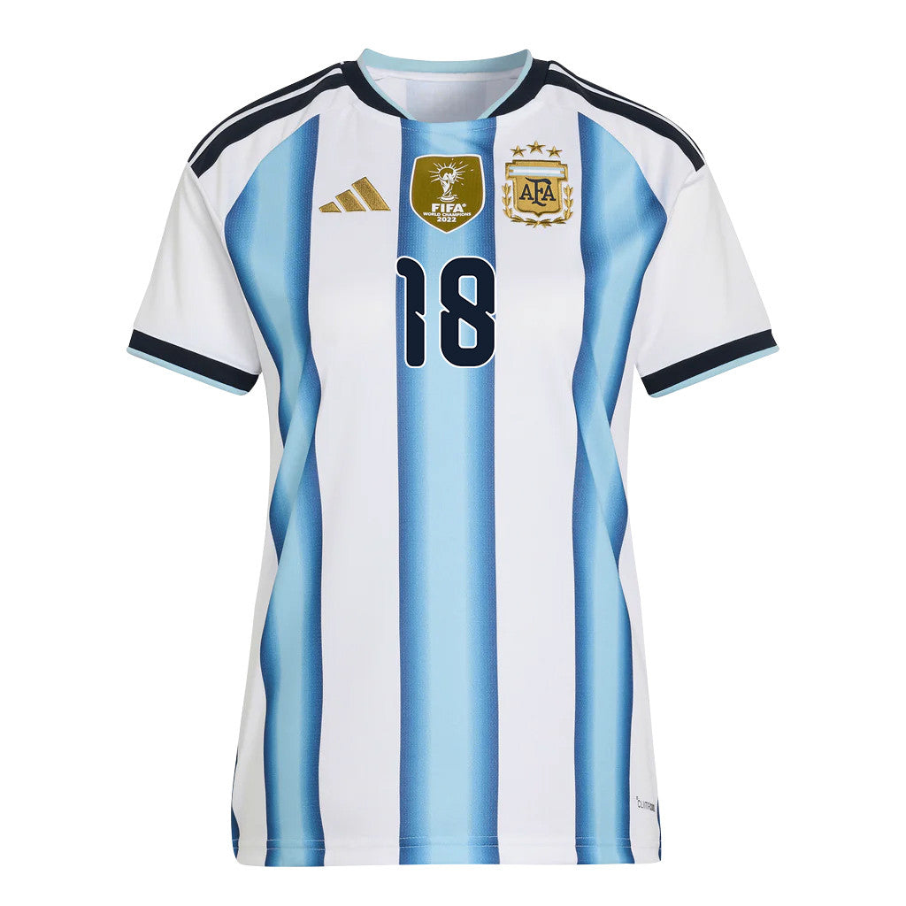 Nico Paz 18 Women's Argentina National Team 2026 Home Jersey - White