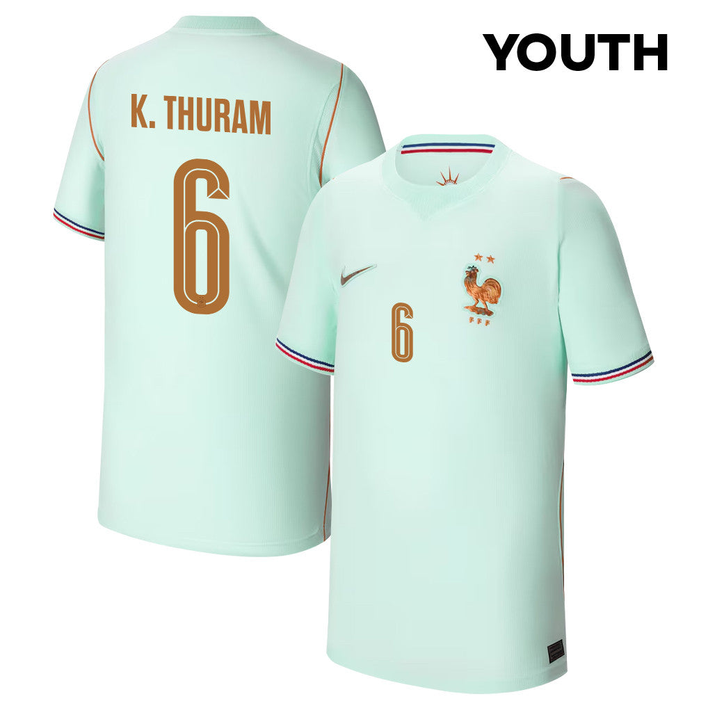 Khéphren Thuram 6 Youth France National Team 2026 Away Jersey - Green