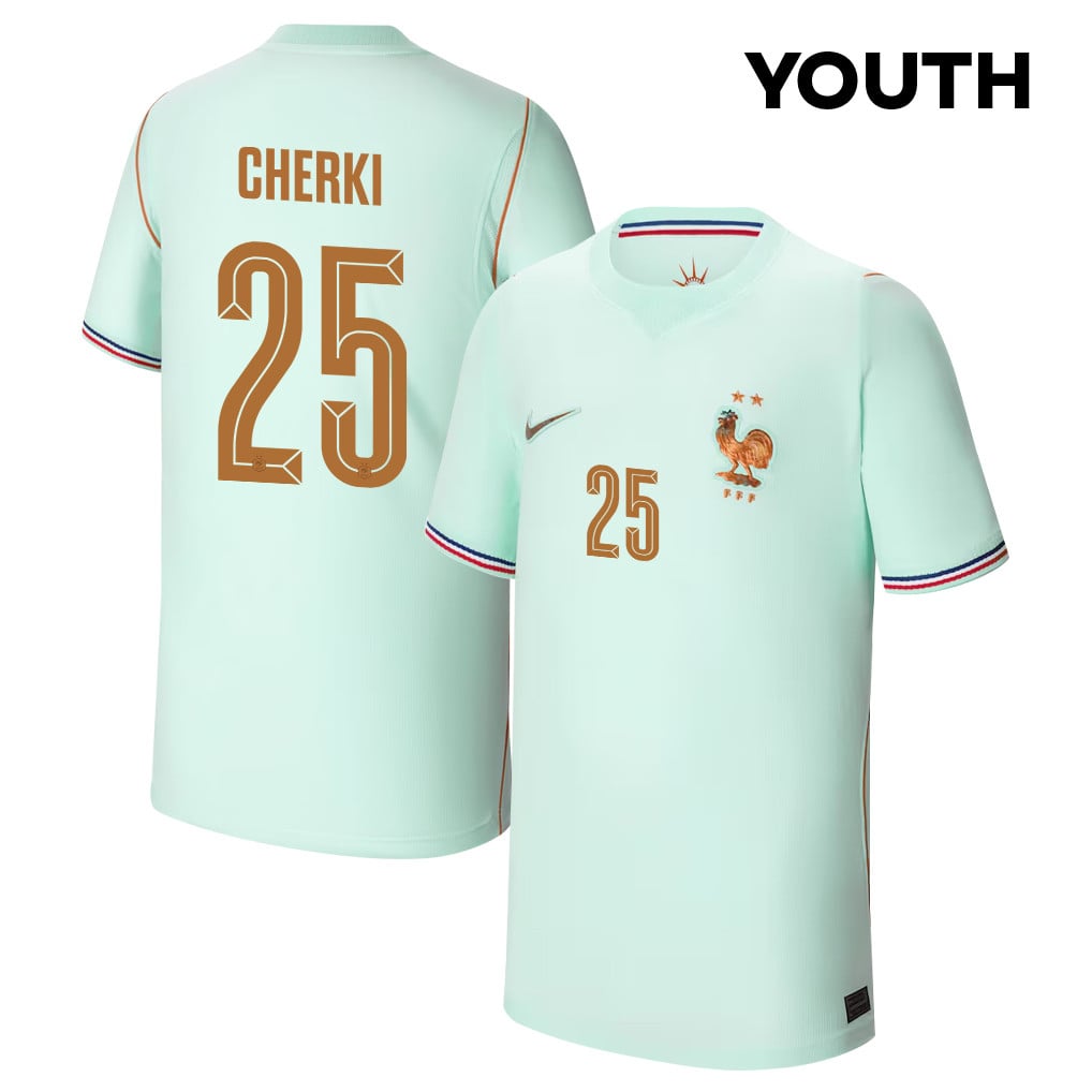 Rayan Cherki 25 Youth France National Team 2026 Away Jersey - Green
