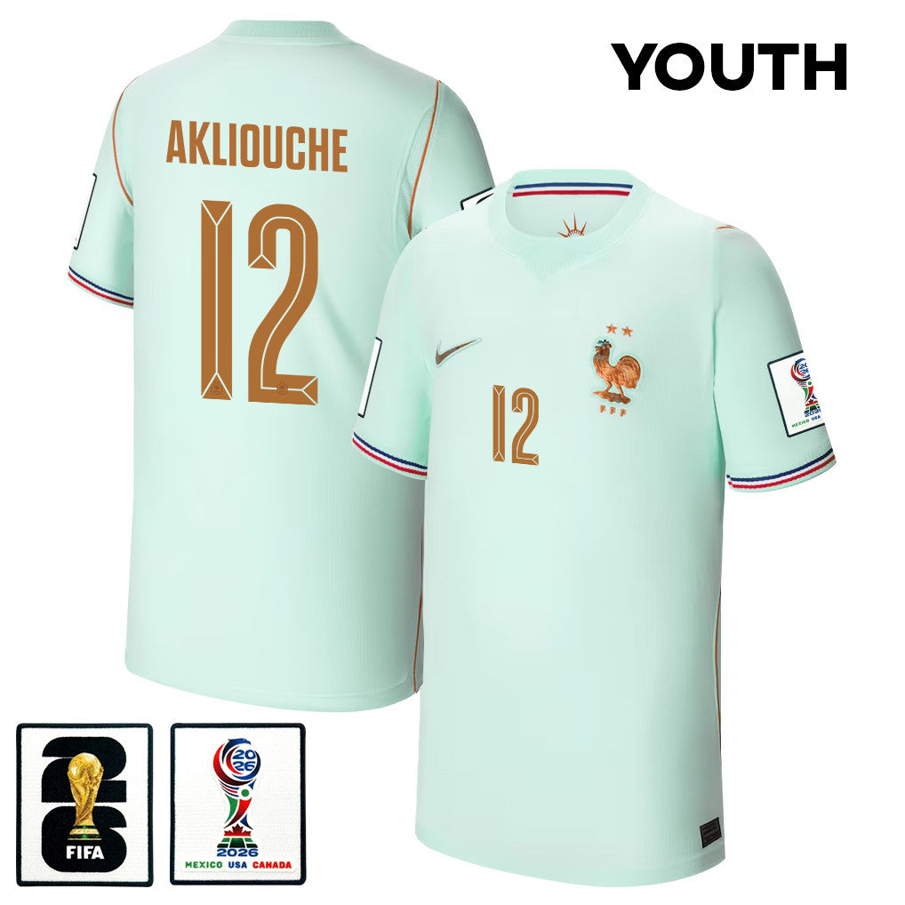 Maghnes Akliouche 12 Youth France National Team 2026 Away Jersey - Green