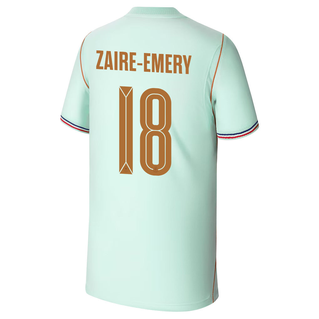 Warren Zaïre-Emery 18 Youth France National Team 2026 Away Jersey - Green