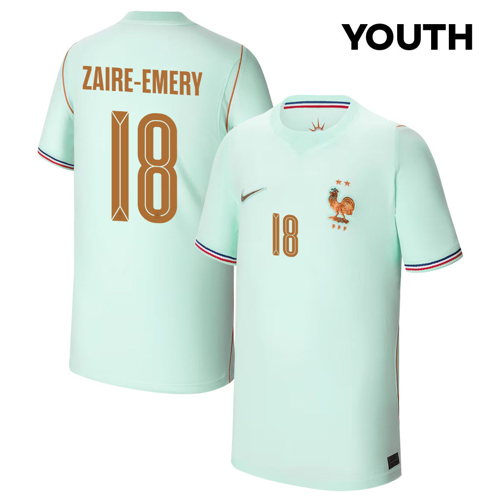 Warren Zaïre-Emery 18 Youth France National Team 2026 Away Jersey - Green