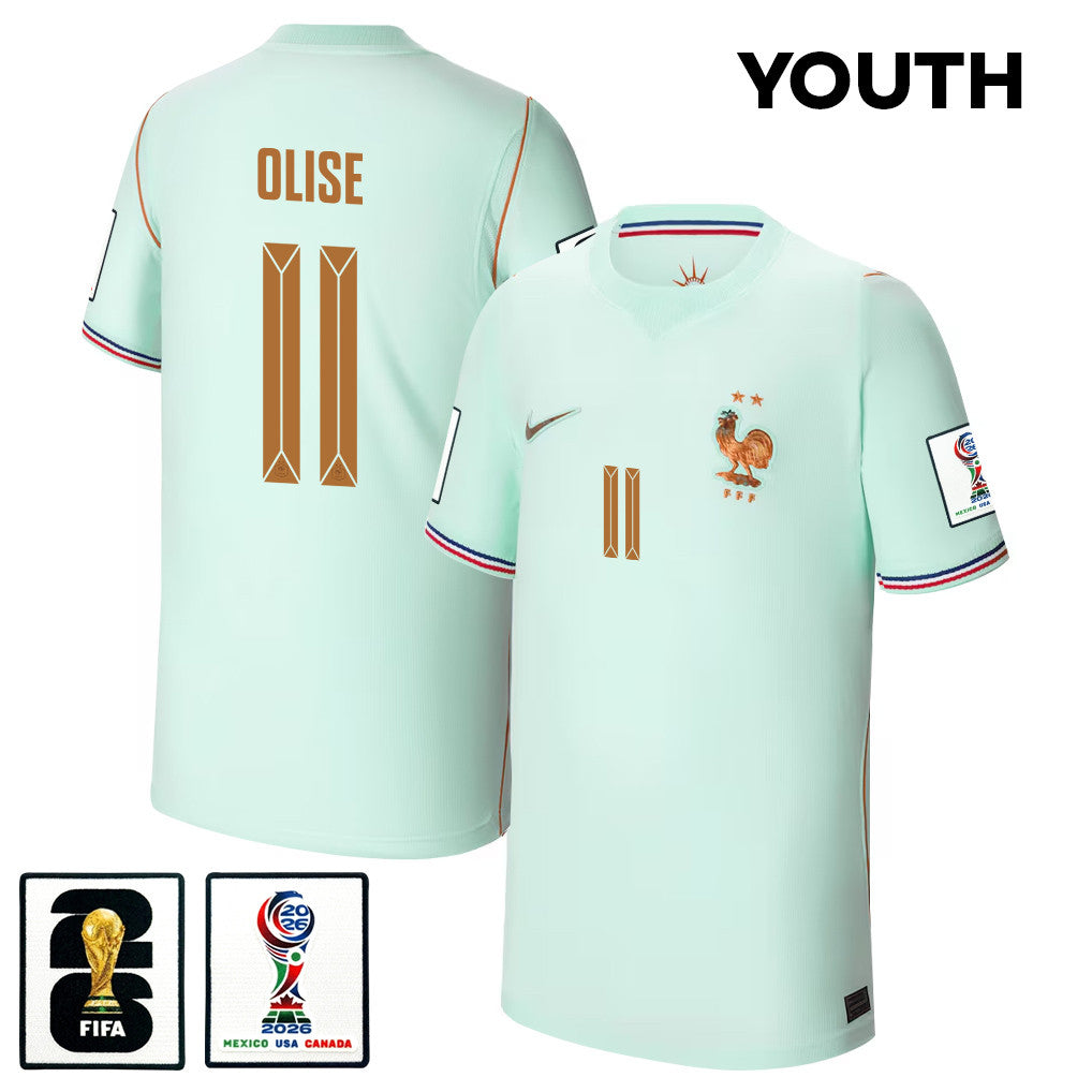 Michael Olise 11 Youth France National Team 2026 Away Jersey - Green