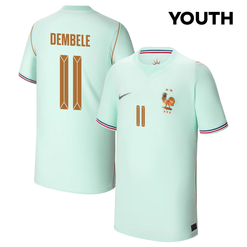 Ousmane Dembélé 11 Youth France National Team 2026 Away Jersey - Green