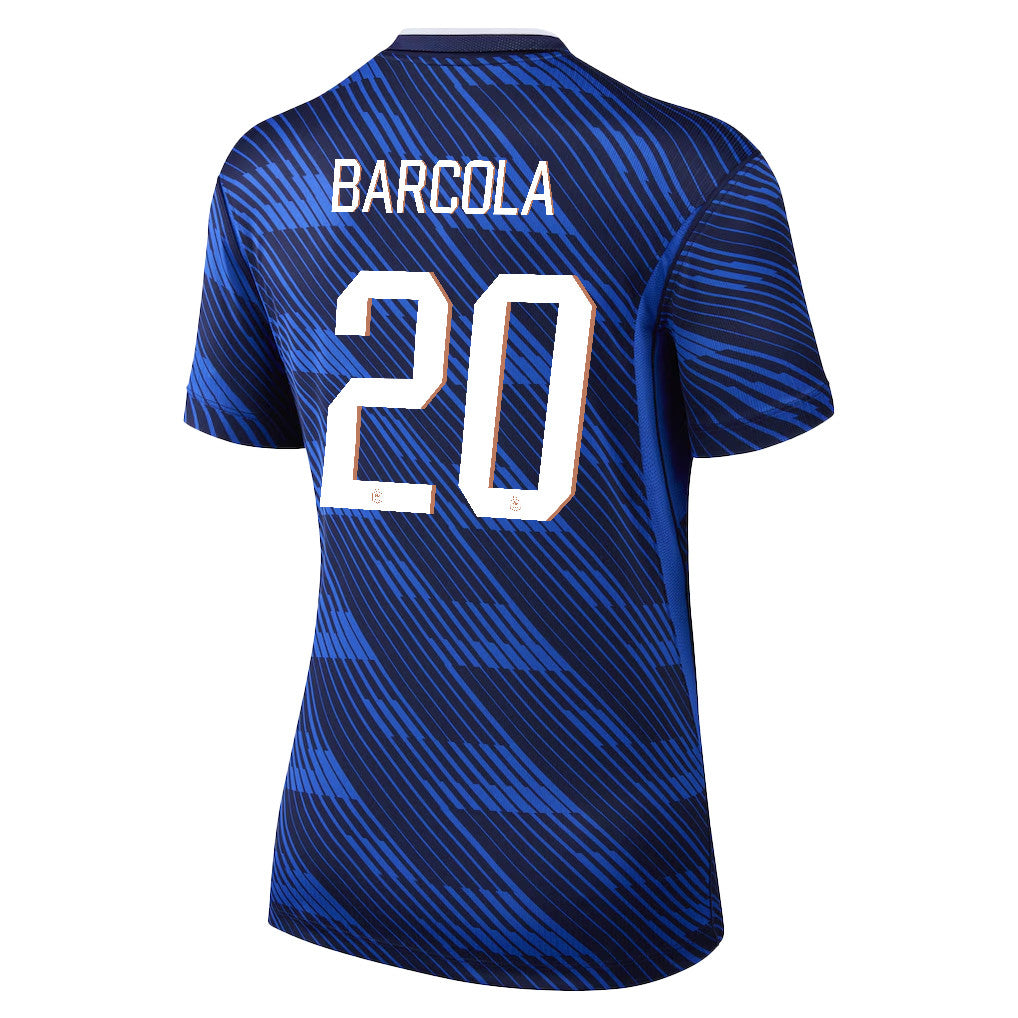 Bradley Barcola 20 Women's France National Team 2026 Home Jersey - Blue