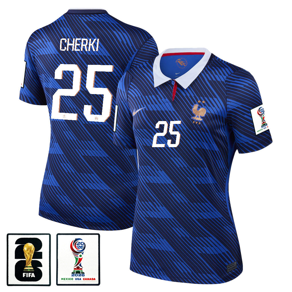 Rayan Cherki 25 Women's France National Team 2026 Home Jersey - Blue