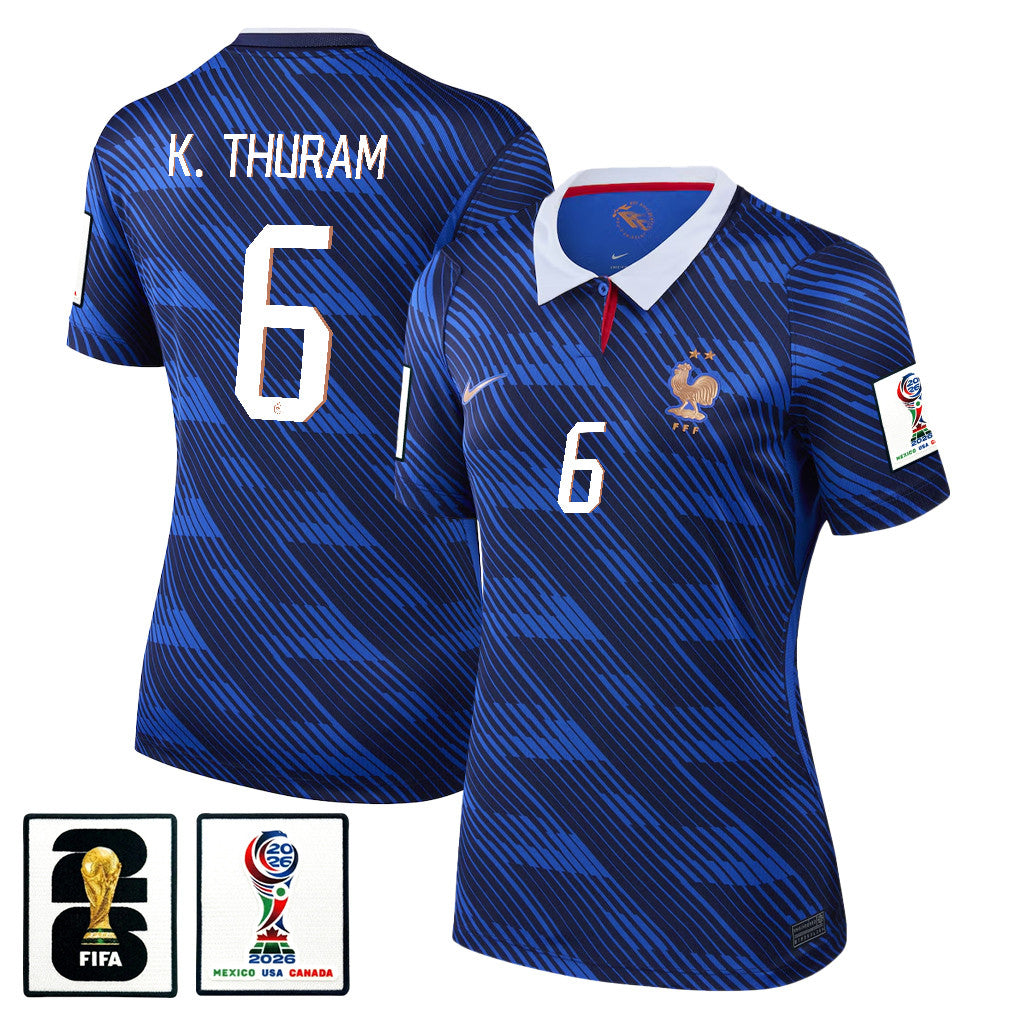 Khéphren Thuram 6 Women's France National Team 2026 Home Jersey - Blue