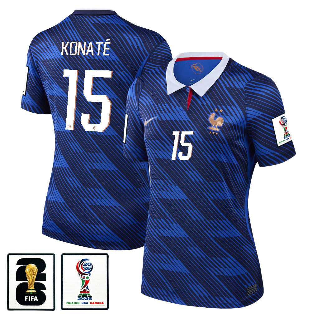 Ibrahima Konaté 15 Women's France National Team 2026 Home Jersey - Blue