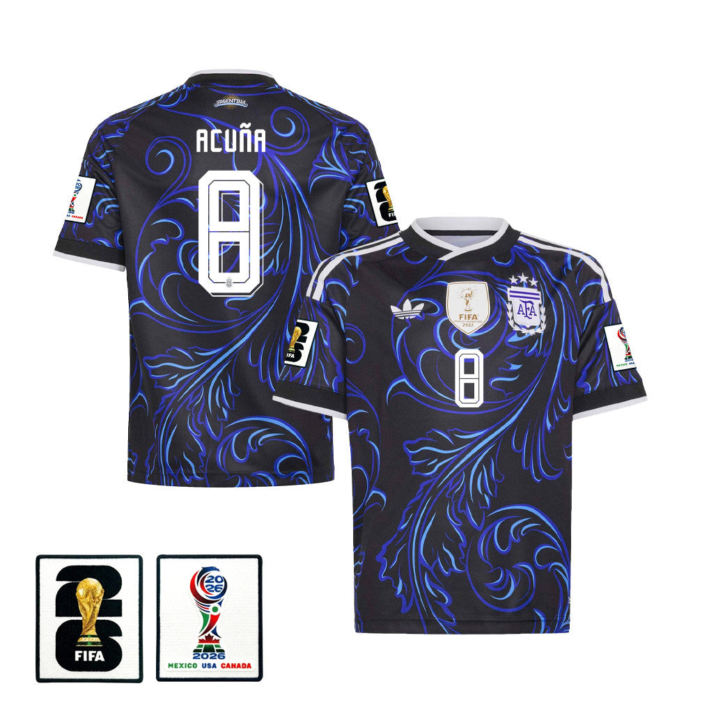 Marcos Acuña 8 Youth Argentina National Team 2026 Away Jersey - Black