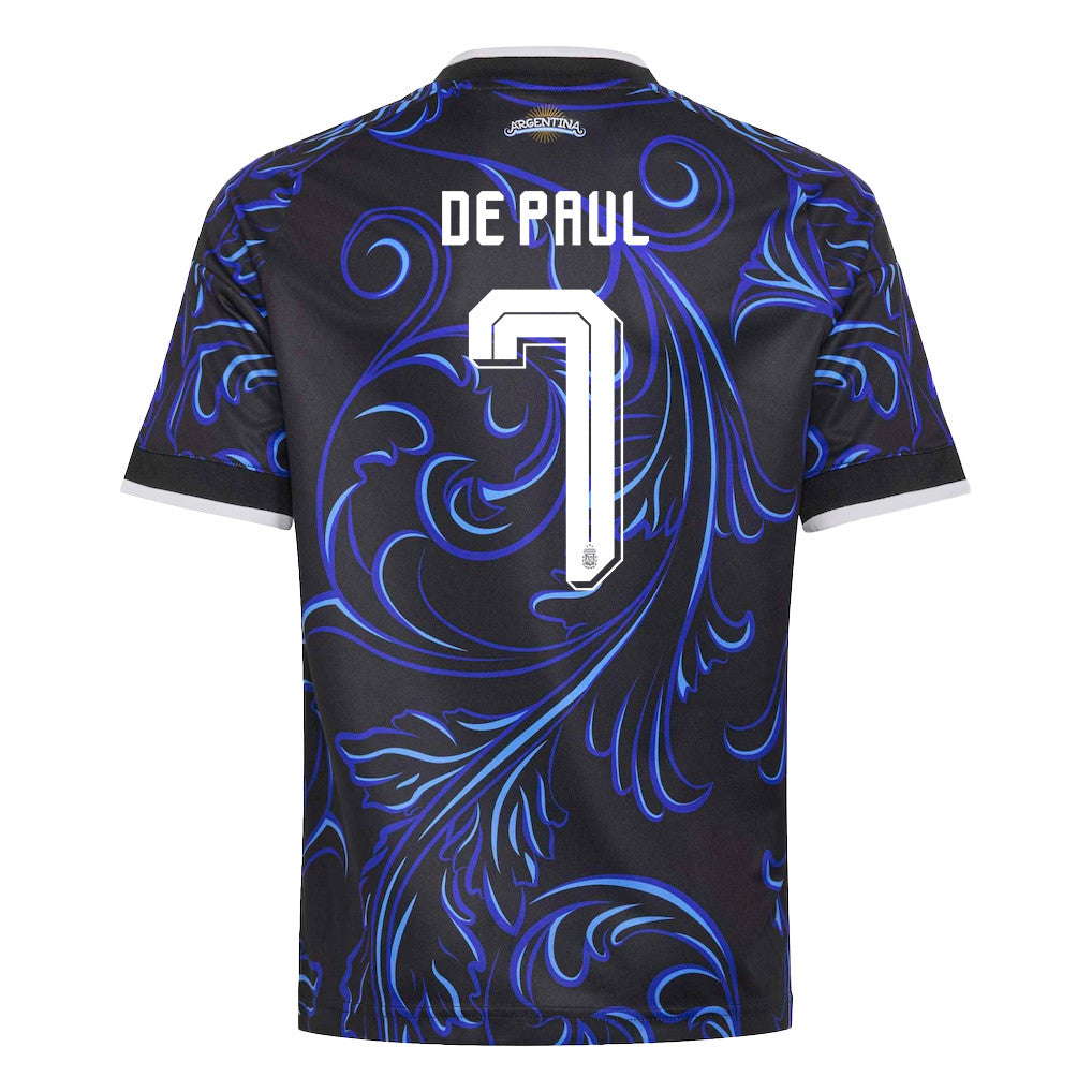 Rodrigo De Paul 7 Youth Argentina National Team 2026 Away Jersey - Black