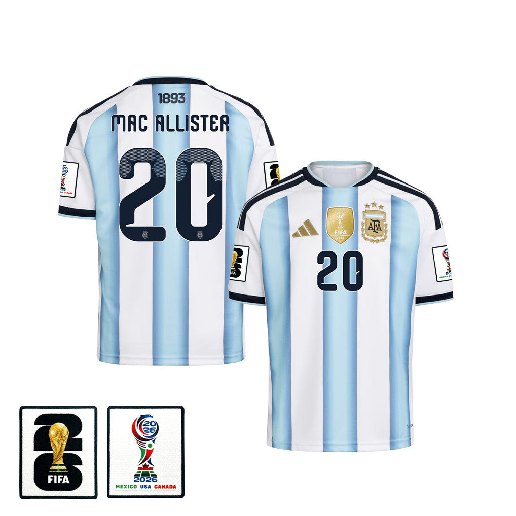 Alexis Mac Allister 20 Youth Argentina National Team 2026 Home Jersey - White