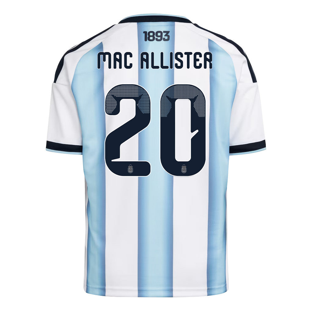 Alexis Mac Allister 20 Youth Argentina National Team 2026 Home Jersey - White