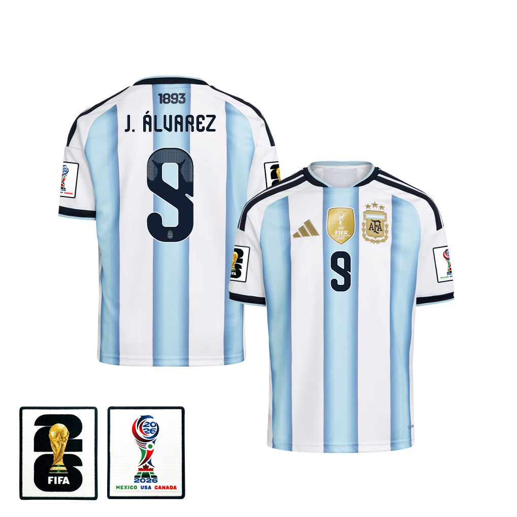 Julián Álvarez 9 Youth Argentina National Team 2026 Home Jersey - White