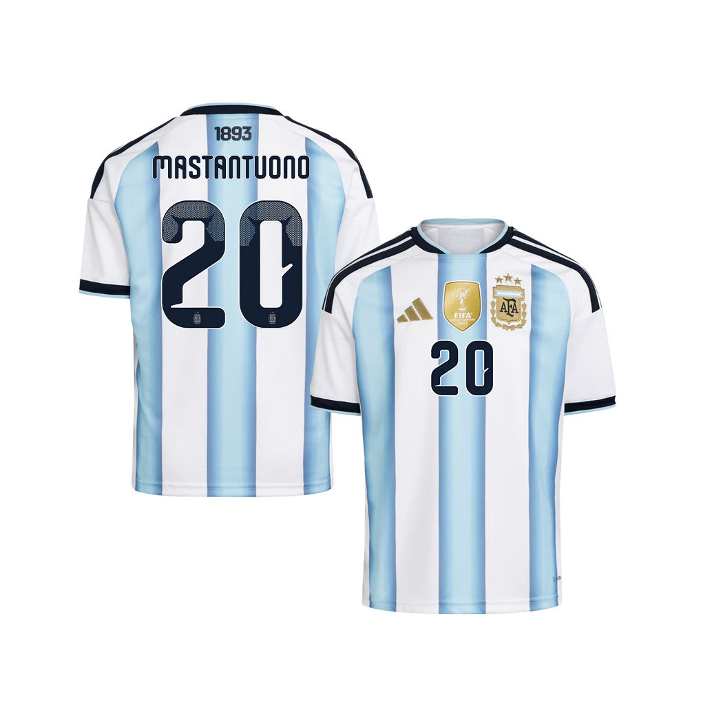 Franco Mastantuono 20 Youth Argentina National Team 2026 Home Jersey - White
