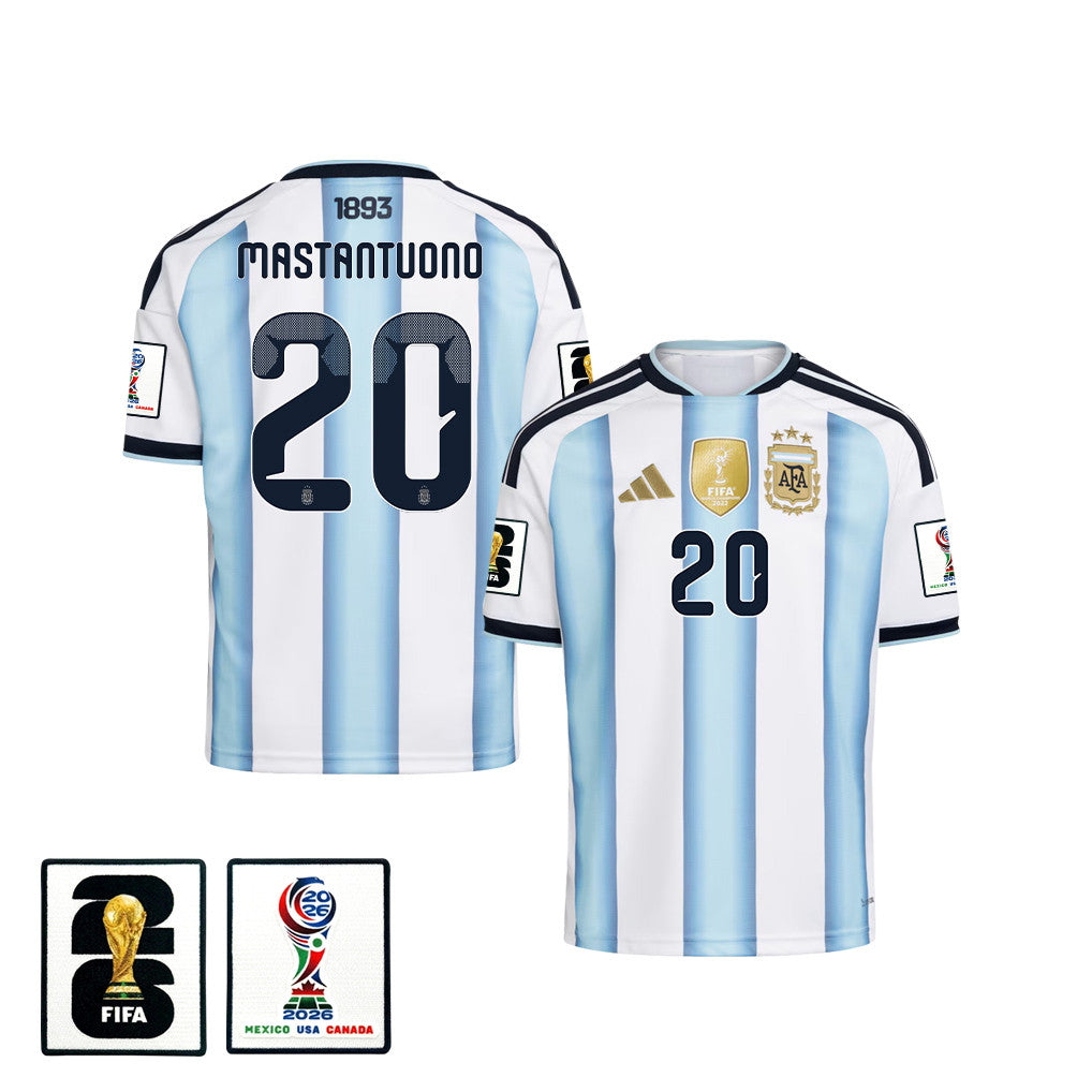 Franco Mastantuono 20 Youth Argentina National Team 2026 Home Jersey - White