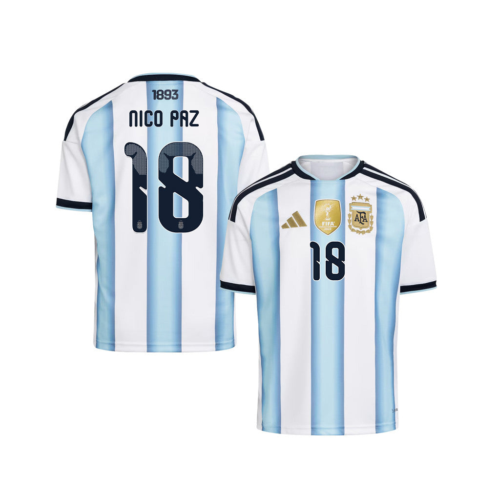 Nico Paz 18 Youth Argentina National Team 2026 Home Jersey - White