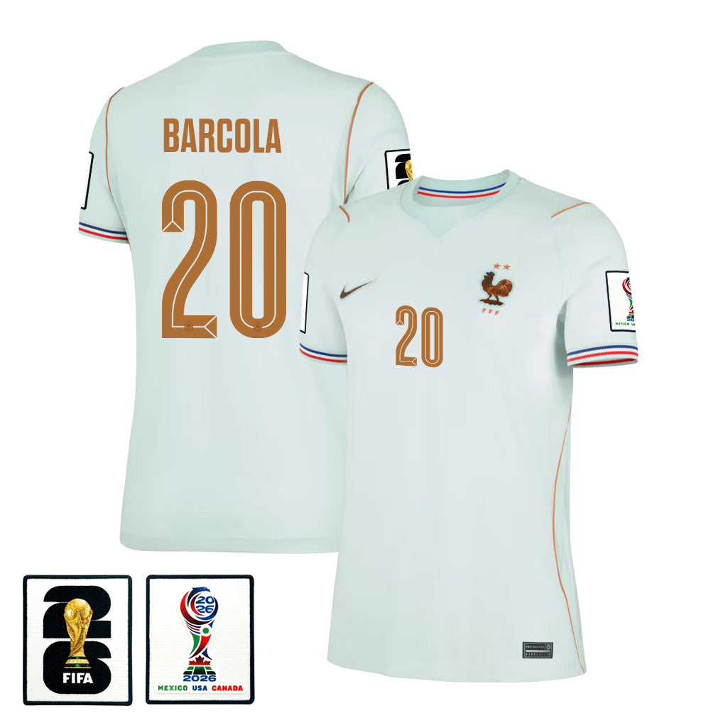Bradley Barcola 20 France National Team 2026 Women's Away Jersey - Green