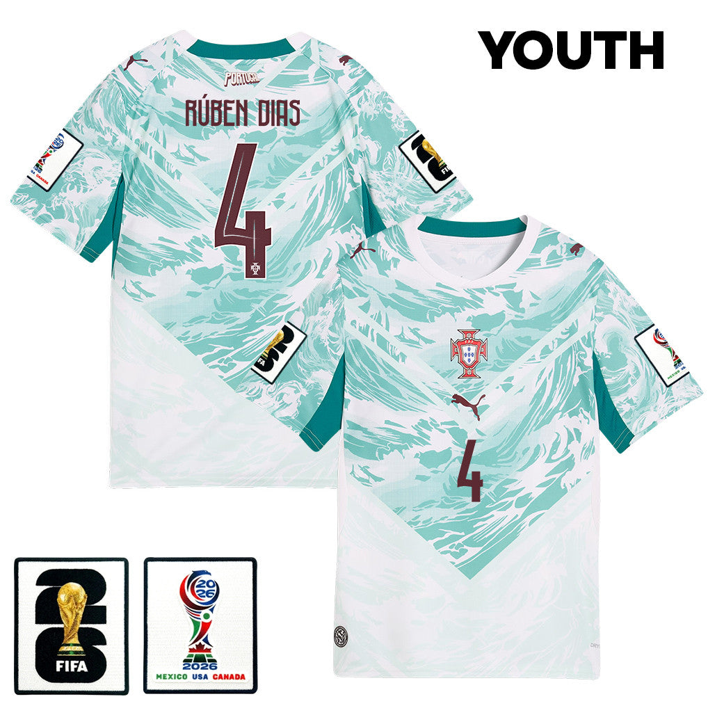 Rúben Dias 4 Youth Portugal National Team 2026 Away Jersey - White