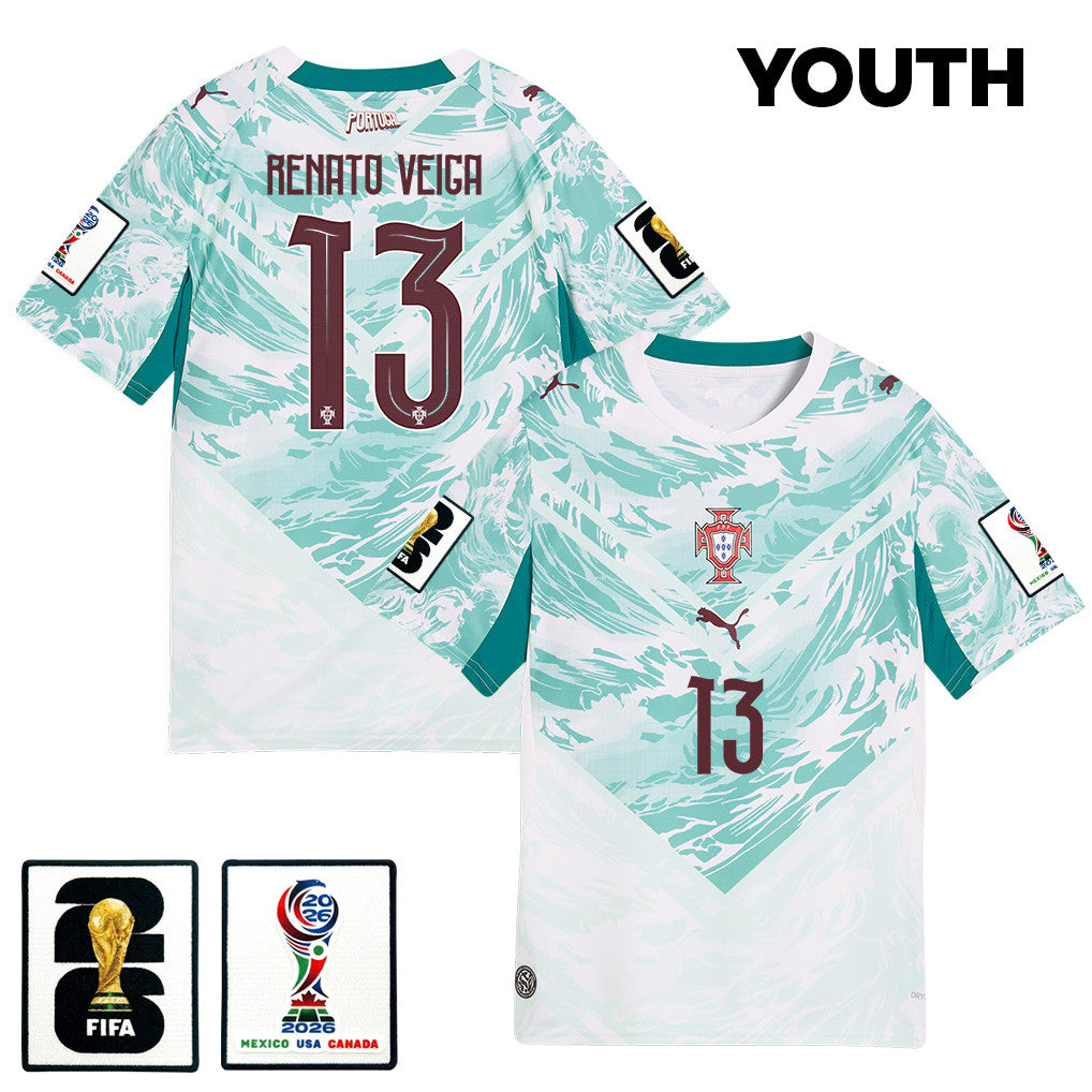 Renato Veiga 13 Youth Portugal National Team 2026 Away Jersey - White