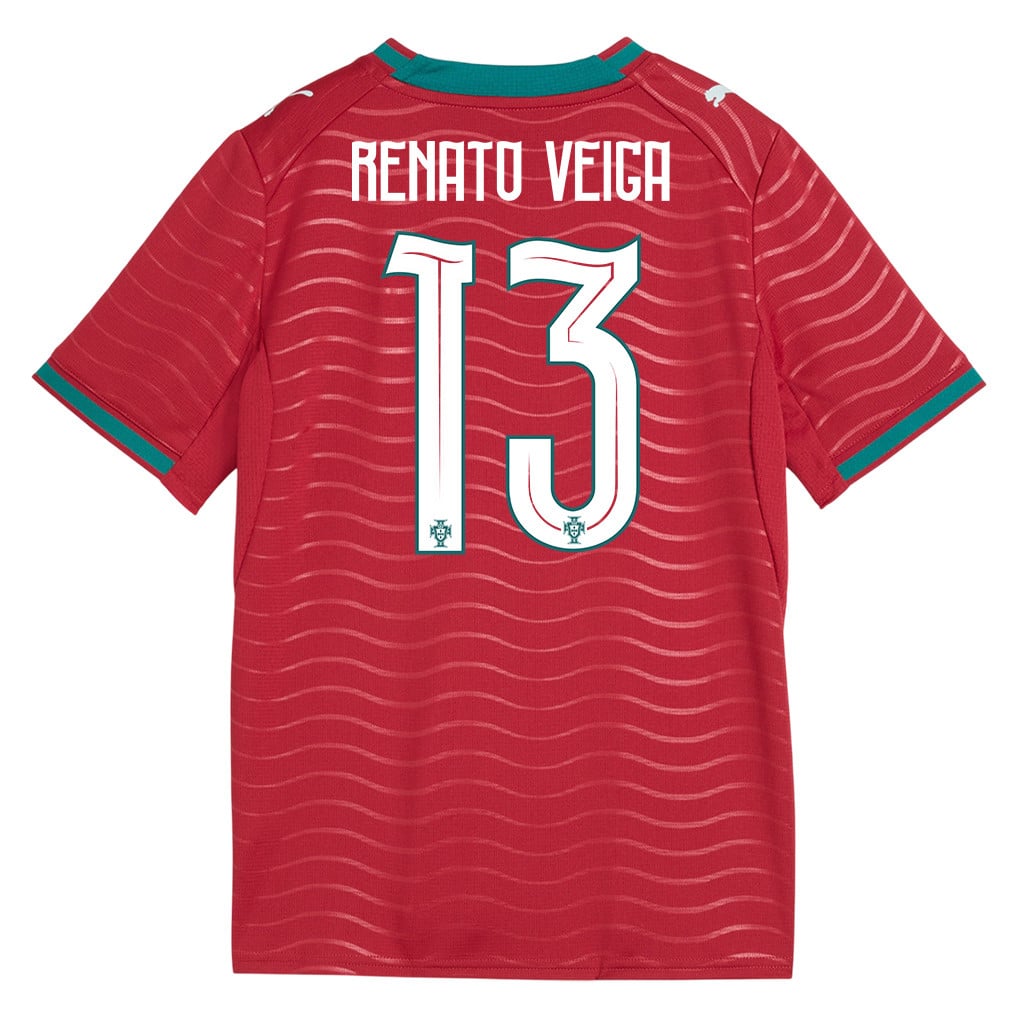 Renato Veiga 13 Youth Portugal National Team 2026 Home Jersey - Red