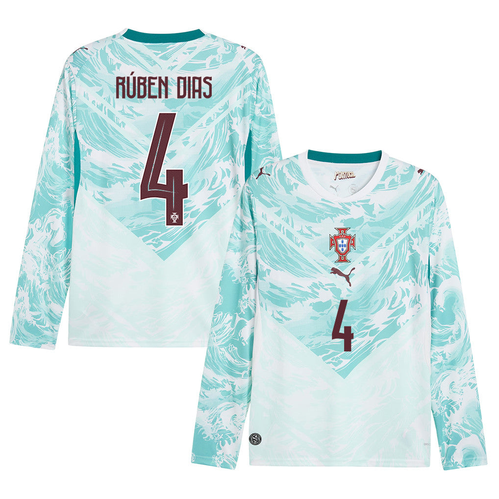 Rúben Dias 4 Portugal National Team 2026 Away Long Sleeve Jersey - White