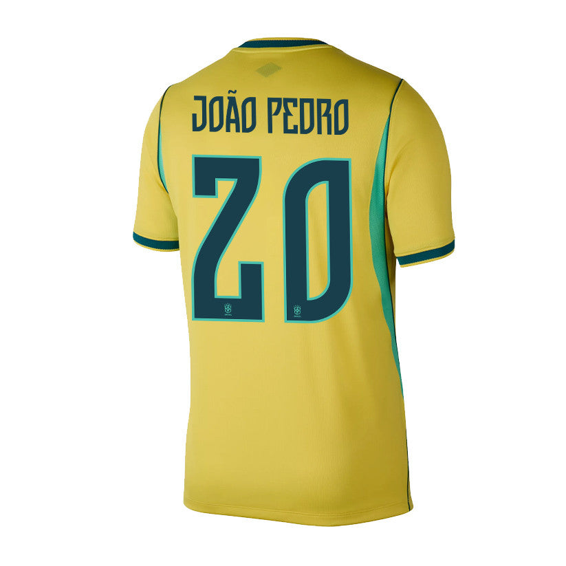 João Pedro 20 Brazil National Team 2026 x World Cup Patch Home Jersey - Yellow, Men