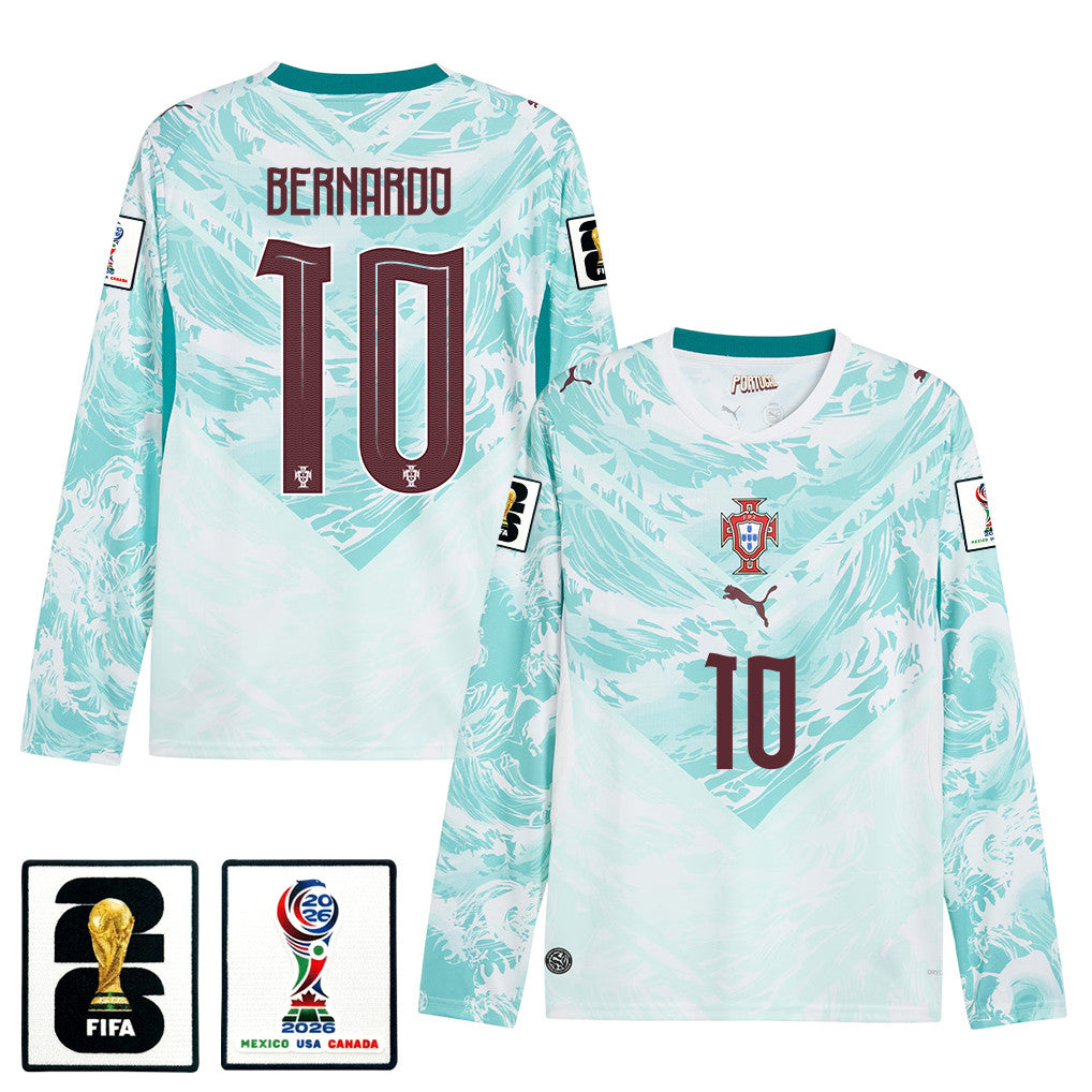 Bernardo Silva 10 Portugal National Team 2026 Away Long Sleeve Jersey - White