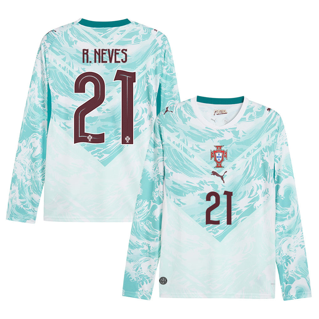 Rúben Neves 21 Portugal National Team 2026 Away Long Sleeve Jersey - White