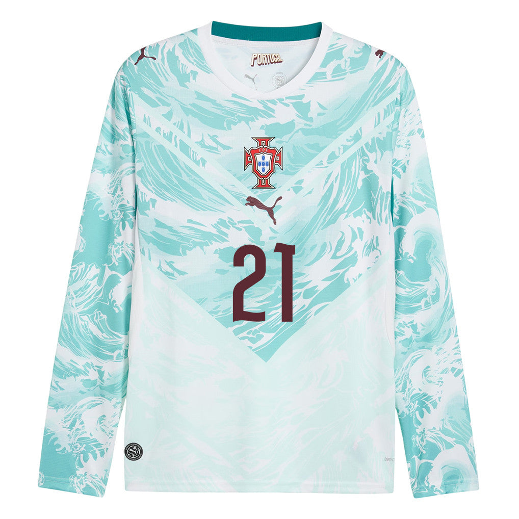 Rúben Neves 21 Portugal National Team 2026 Away Long Sleeve Jersey - White