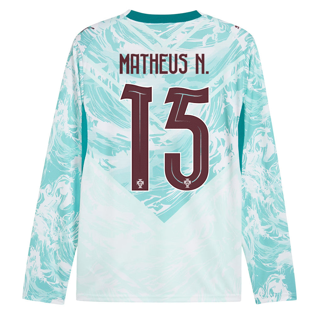 Matheus Nunes 15 Portugal National Team 2026 Away Long Sleeve Jersey - White