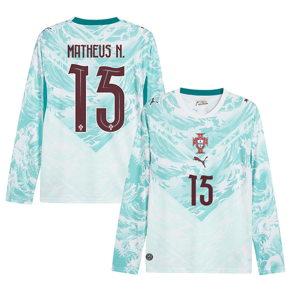 Matheus Nunes 15 Portugal National Team 2026 Away Long Sleeve Jersey - White