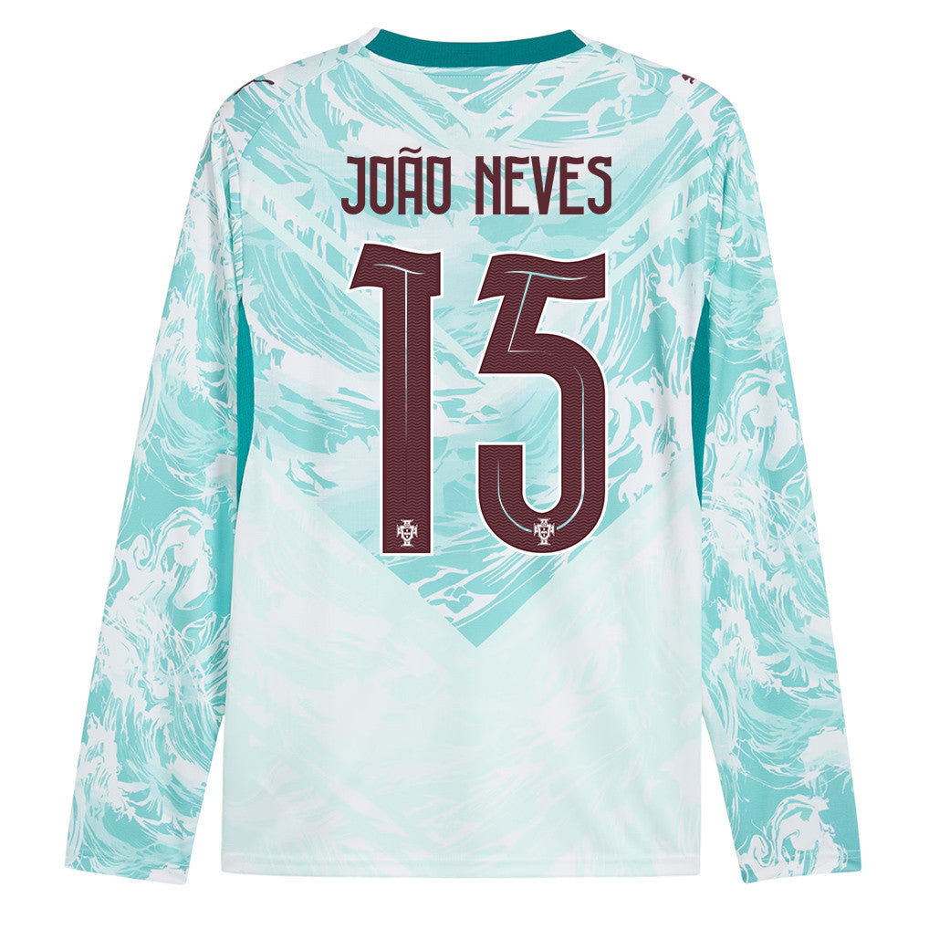 João Neves 15 Portugal National Team 2026 Away Long Sleeve Jersey - White