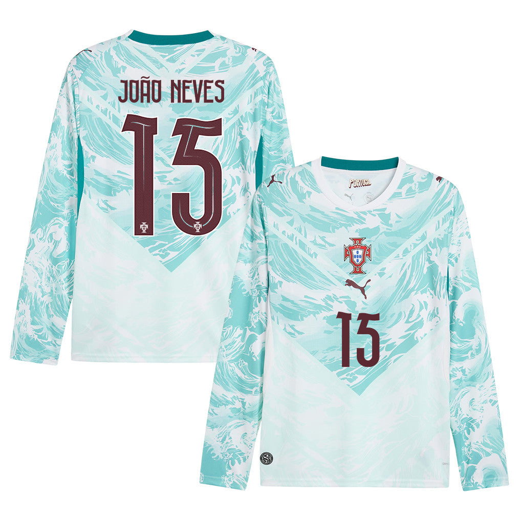João Neves 15 Portugal National Team 2026 Away Long Sleeve Jersey - White
