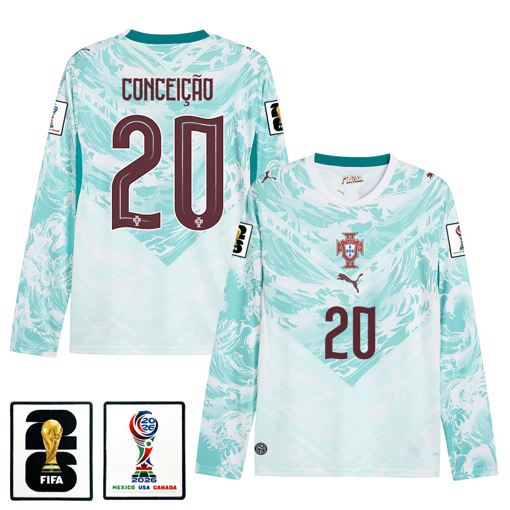 Francisco Conceição 20 Portugal National Team 2026 Away Long Sleeve Jersey - White