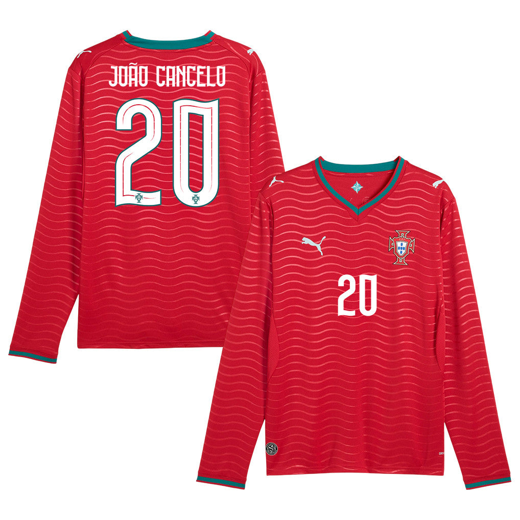João Cancelo 20 Portugal National Team 2026 Home Long Sleeve Jersey - Red