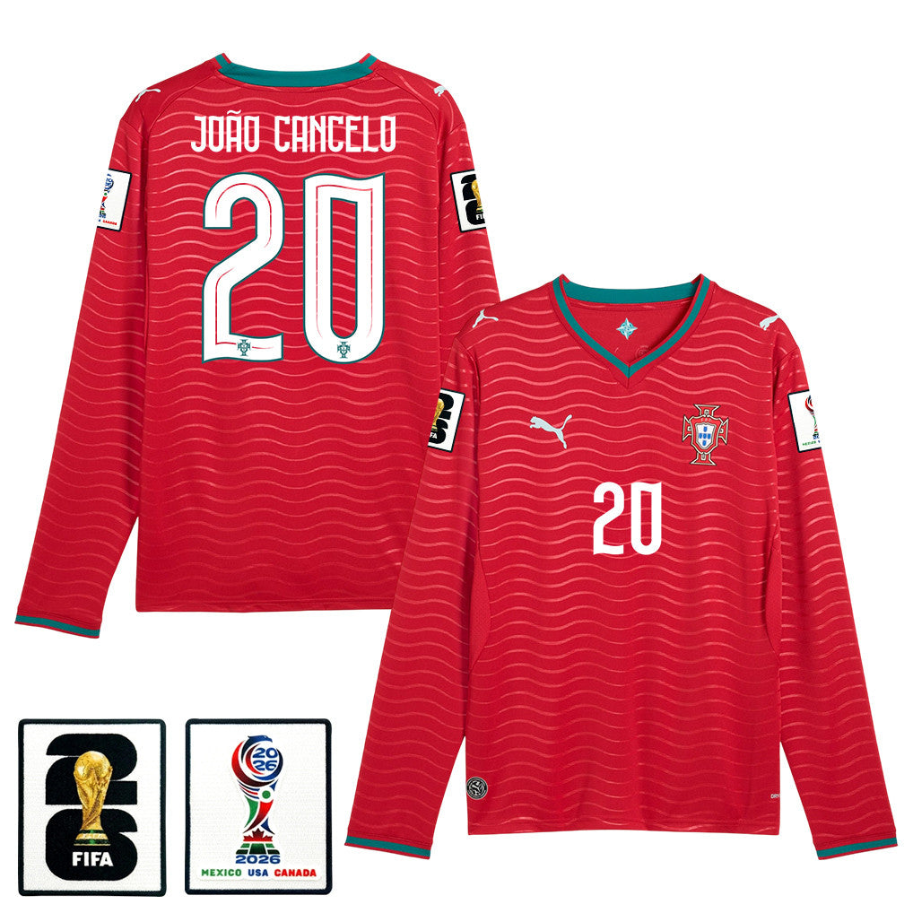 João Cancelo 20 Portugal National Team 2026 Home Long Sleeve Jersey - Red