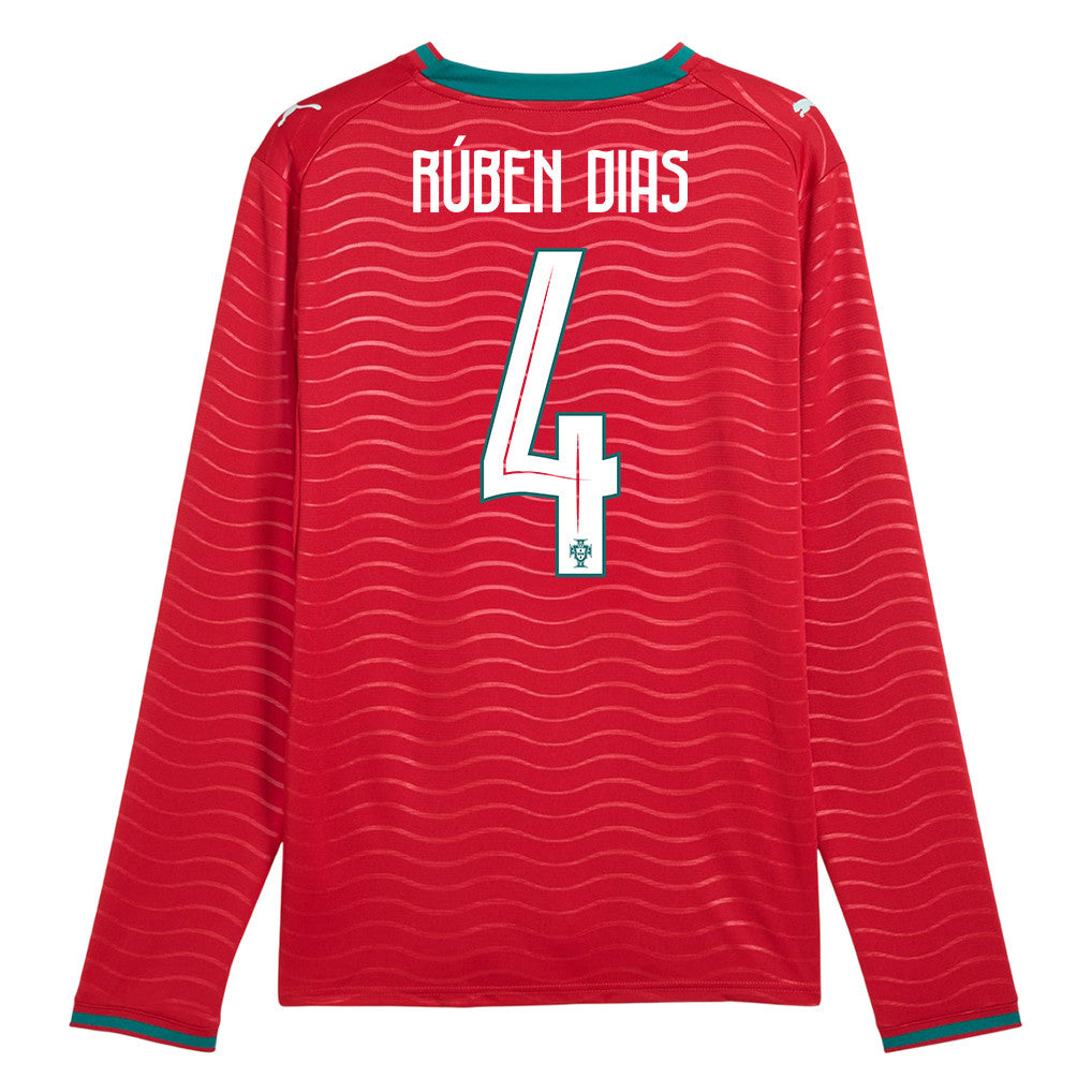 Rúben Dias 4 Portugal National Team 2026 Home Long Sleeve Jersey - Red