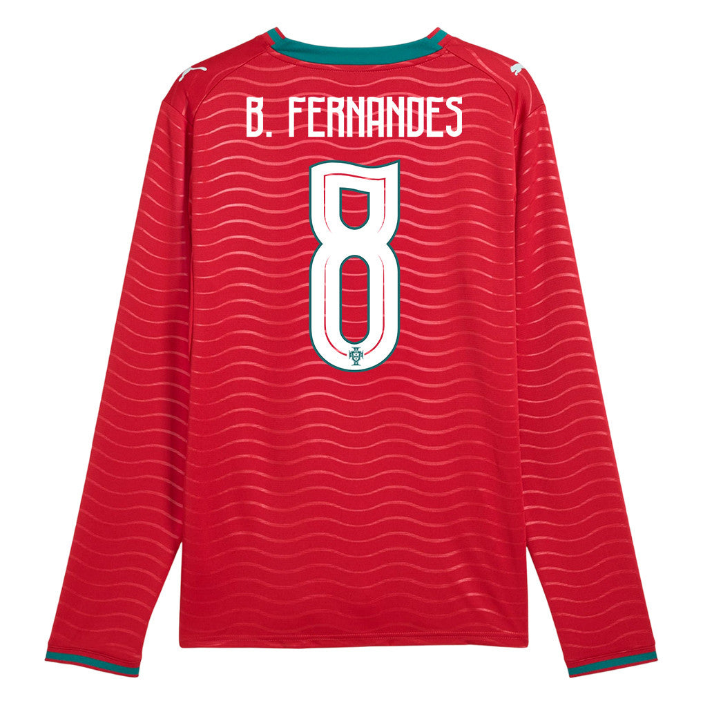 Bruno Fernandes 8 Portugal National Team 2026 Home Long Sleeve Jersey - Red