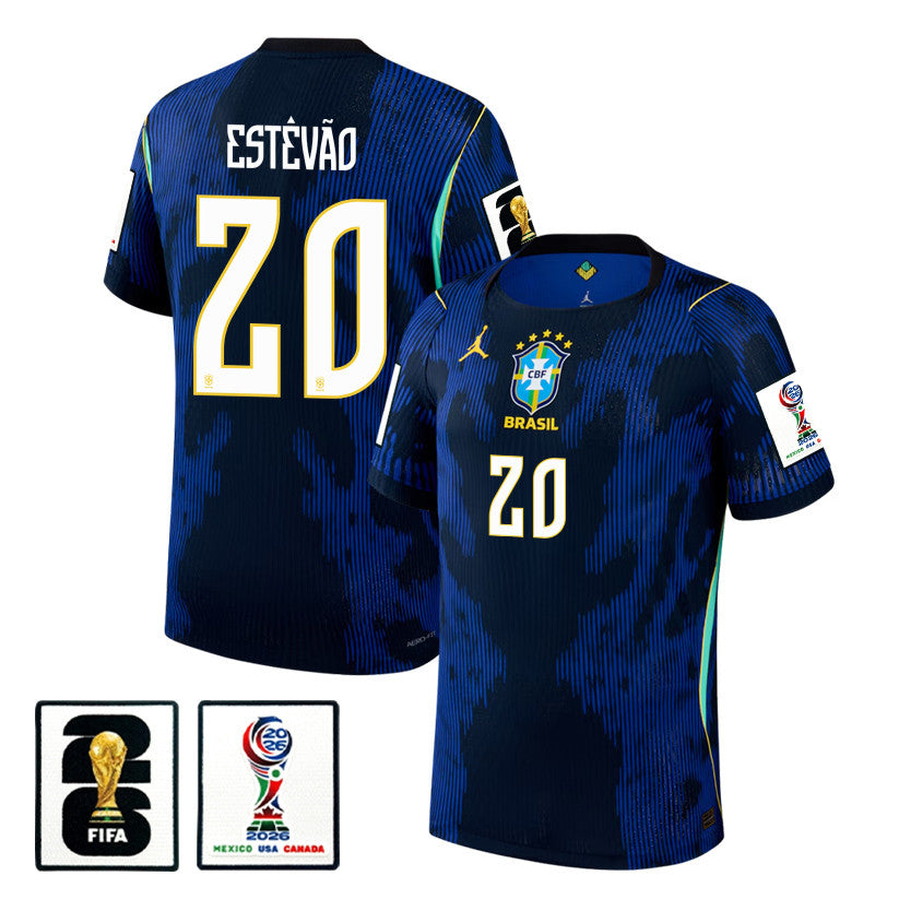 Estêvão 20 Brazil National Team 2026 x World Cup Patch Away Jersey - Blue, Men
