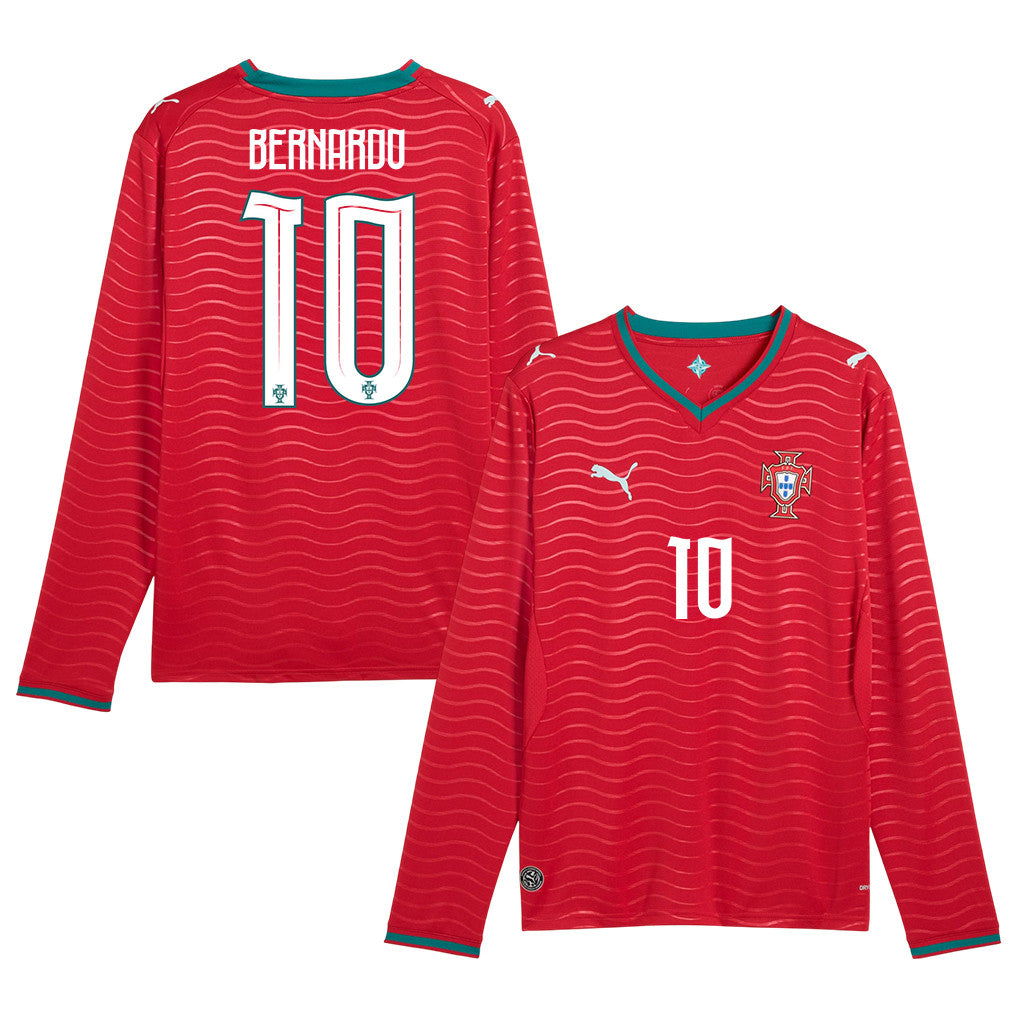 Bernardo Silva 10 Portugal National Team 2026 Home Long Sleeve Jersey - Red